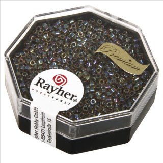 Delica-Rocailles, 1,6 mm ø , regenbogen, Dose 8g, transparent Rainbow