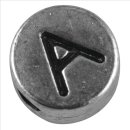 Metall-Perle "A", silber, ø 7 mm, Loch 2 mm