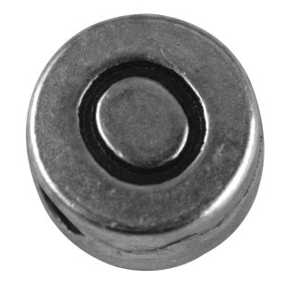 Metall-Perle "O", silber, ø 7 mm, Loch 2 mm