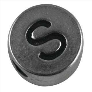 Metall-Perle "S", silber, ø 7 mm, Loch 2 mm