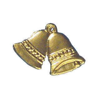 Wachsmotiv Doppel-Glocke, 1,5 cm, gold, Beutel 6 St&uuml;ck