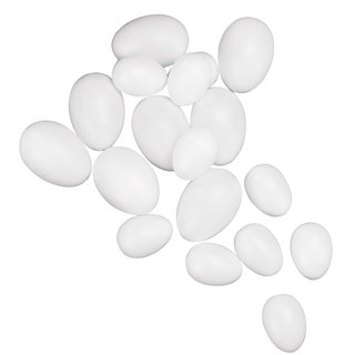 Mini-Plastik-Eier, weiß, Beutel 50 Stück, 3,8 cm