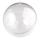 Plastik-Kugel, 2 tlg., 8 cm, kristall, mit 15 mm Loch für LED Kette