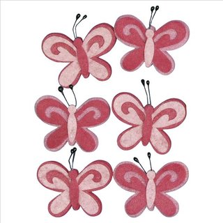 Filz-Schmetterling, pink, 5cm, Beutel 6St&uuml;ck