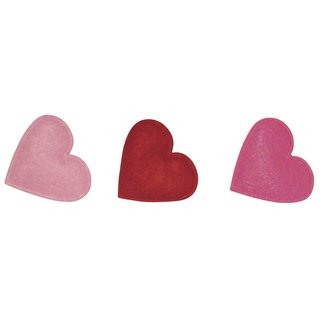 Filz-Herzen, gemischt, 3 cm, Beutel 24 Stück, 4 Rot-/Pinktöne