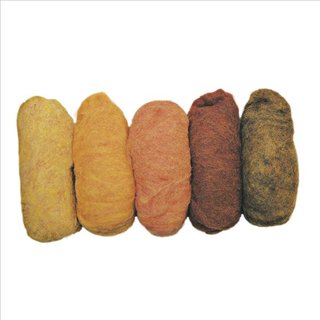 Reine Schurwolle, meliert, Gelb-Töne, Vlies, 5 Farben à 20g