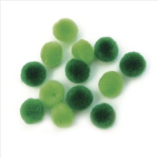 Pompons, grün sortiert, 15 mm, Beutel 60 Stück