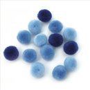 Pompons, blau sortiert, 15 mm, Beutel 60 Stück