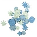 Papier-Blütenmischung, Blautöne, 1,5-2,5 cm, 4...