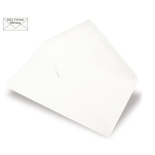 Kuvert DIN Lang, uni, weiß, 220x110mm, 90g/m2, Beutel 5Stück