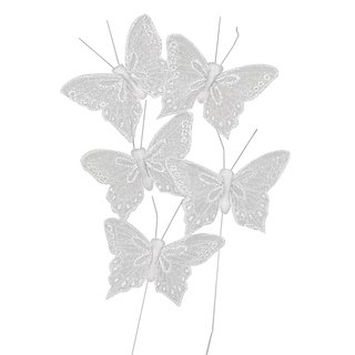 Glitter-Schmetterling, 5 cm, weiß, SB-Btl. 5 Stück