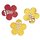 Holzstreuteile: Blume, gelasert, Gelb- und Pinktöne, 4,5 cm, 6 Stück