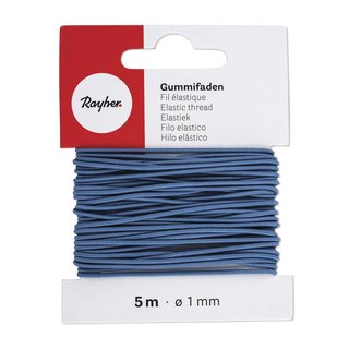 Gummifaden, 1 mm, mittelblau, Karte 5 m