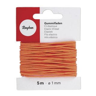 Gummifaden, 1 mm, orange, Karte 5 m