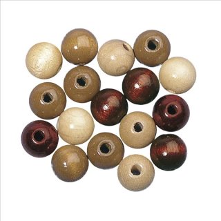 Holz Perlen Mischung FSC 100%, 6mm ø, braun Töne, poliert, SB-Btl 115Stück