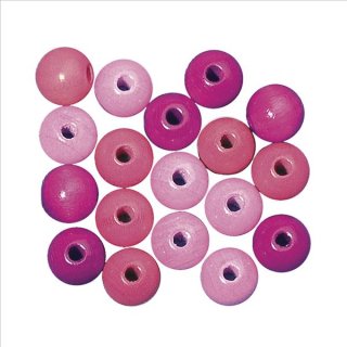 Holz Perlen Mischung FSC 100%, 10mm ø, pink-Töne, poliert, SB-Btl 52Stück