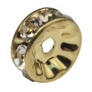 Strass-Rondelle m. Kristallsteine, 8mm ø, gold,...