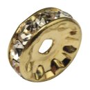 Strass-Rondelle , 10mm ø, gold, m. Kristallsteine,...