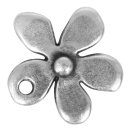 Metall Zierelement: Blüte, altsilber, Loch 1mm...