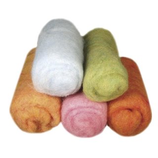 Reine Schurwolle, meliert, Sommermix Pastelltöne, Vlies,...