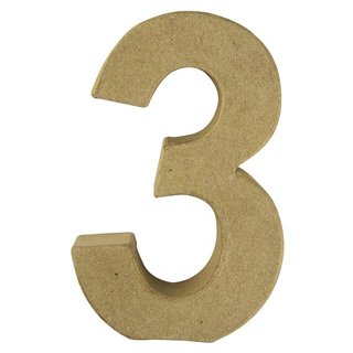 Pappmaché Zahl "3"FSC Recycled 100%, 15x9,4x3cm