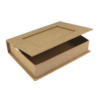 Pappmaché Buch-Box FSC Recycled 100%, 20,7x15,3x4,7cm, m. Fotorahmen