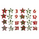 Holz Sterne mit Zahlen 1-24, royalrot, 4x4cm,...