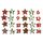 Holz Sterne mit Zahlen 1-24, royalrot, 4x4cm, f.Adv.-kalender, Holz-Box 24Stück