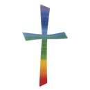 Wachs-Motiv Kreuz Regenbogen, 10,5x5,5cm, Beutel 1St&uuml;ck