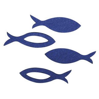 Filz Streuteile Fisch, royalblau, 3,5x1x0,2cm, 2 Sorten , Beutel 36 Stück