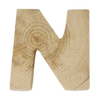 Holzbuchstabe, Höhe 5 cm, Stärke 1 cm, N