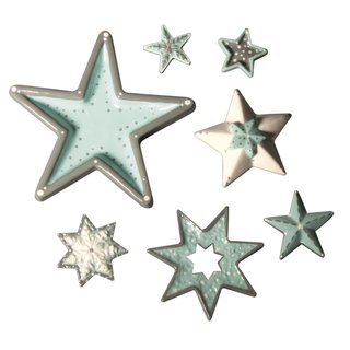 Gießform: Sterne, 8 Motive, ca. 3-13cm, Größe: 23,2x18,3cm