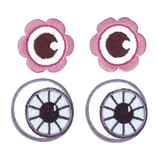 Stoff Aufbügelmotiv Fancy Eyes, 2Paar, ca. 3-3,5cm, rosa + hellblau, SB-Btl