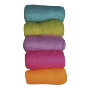 Reine Schurwolle, Sommermix Easy going, Vlies, 5 Farben à...