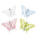 Metall Schmetterling auf Holzklammer, 6x8cm, 4 Farben, SB-Btl 4Stück