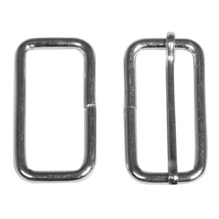 Metall- Element eckig f. Gurt 3,8cm, silber, 4,5x2,4cm, mit/ohne Steg, SB-Btl 2Stück