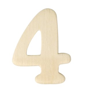 Holz-Zahl, 4 cm, 4