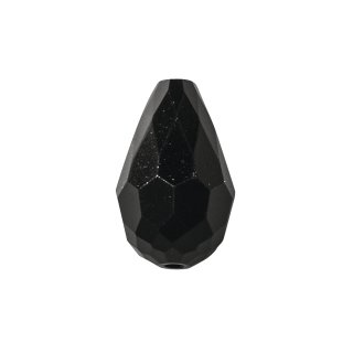 Glas Schliffperle Tropfen, schwarz, 18x12mm, SB-Btl 1Stück